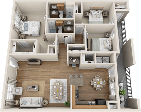 C2 Floor Plan 3 bedroom 2 bath