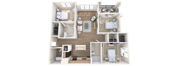 3 Bedroom 2 Bathroom Floor Plan 1261 sqft