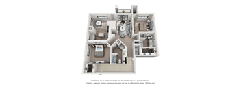 Two Bedroom Two Bathroom Floorplan 1191