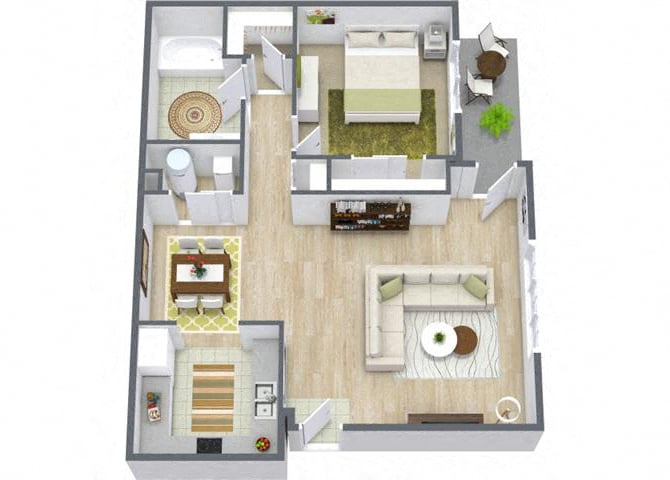 One Bedroom One Bathroom Floor Plan