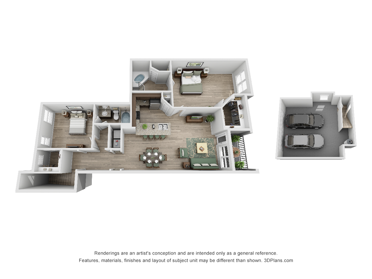 2 bed 2 bathroom floorplan