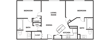 A black and white image of a floor plan for a home.