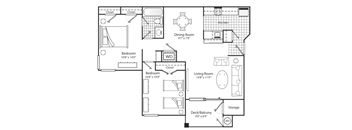 2 bedroom Floorplan black and white