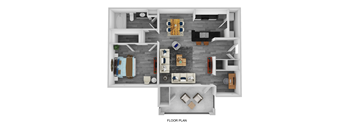 One bedroom floorplan black and white