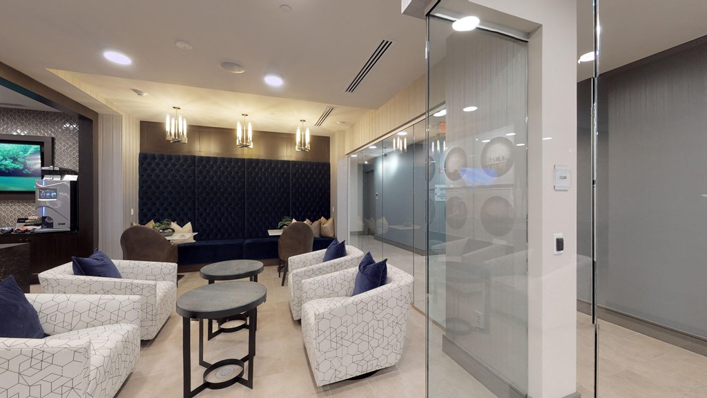 Interior of resident clubroom common area seating.