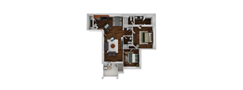 Floor plan 2 bed 2 bath at Ethan Pointe Apartments, North Carolina, 27215