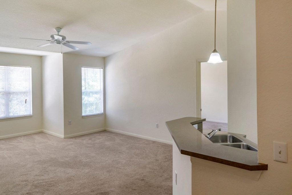 Kitchen breakfast bar with pendant lighting