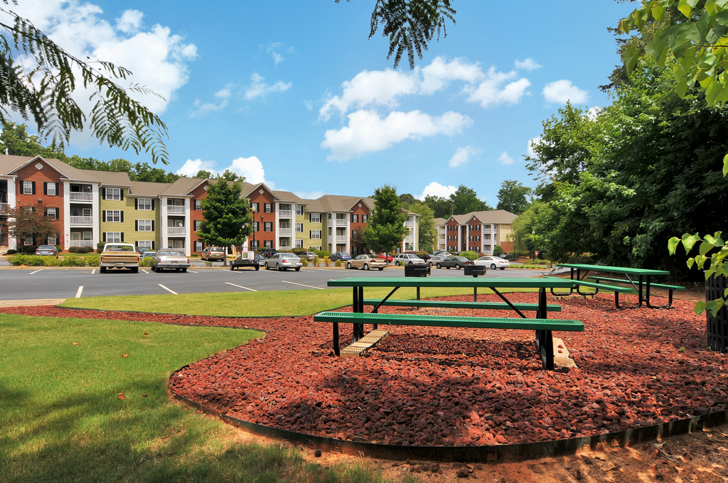 Picnic area by community grills