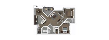 Floor plan design with 2 Bedrooms and 2 Bathrooms