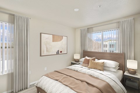 staged bedroom with carpeted at Desert Eagle Estates, Arizona 