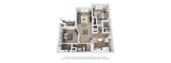 2 bedroom 2 bathroom floor plan - The Hampton