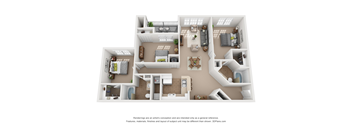 3 bedroom 2 bathroom floor plan  - The St Marlowe