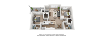 2 bedroom 2 bathroom floor plan - The Stratford