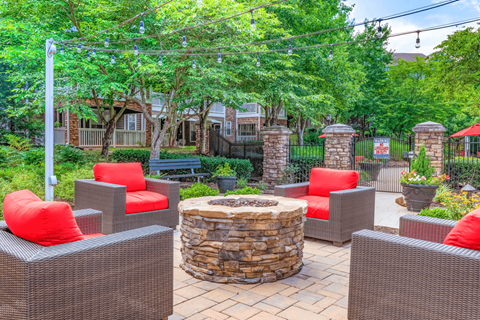 our apartments offer a clubhouse with a fire pit at Elan at Mallard Creek Apartment Homes, Charlotte, NC, 28269