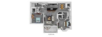 Two bedroom floorplan black and white