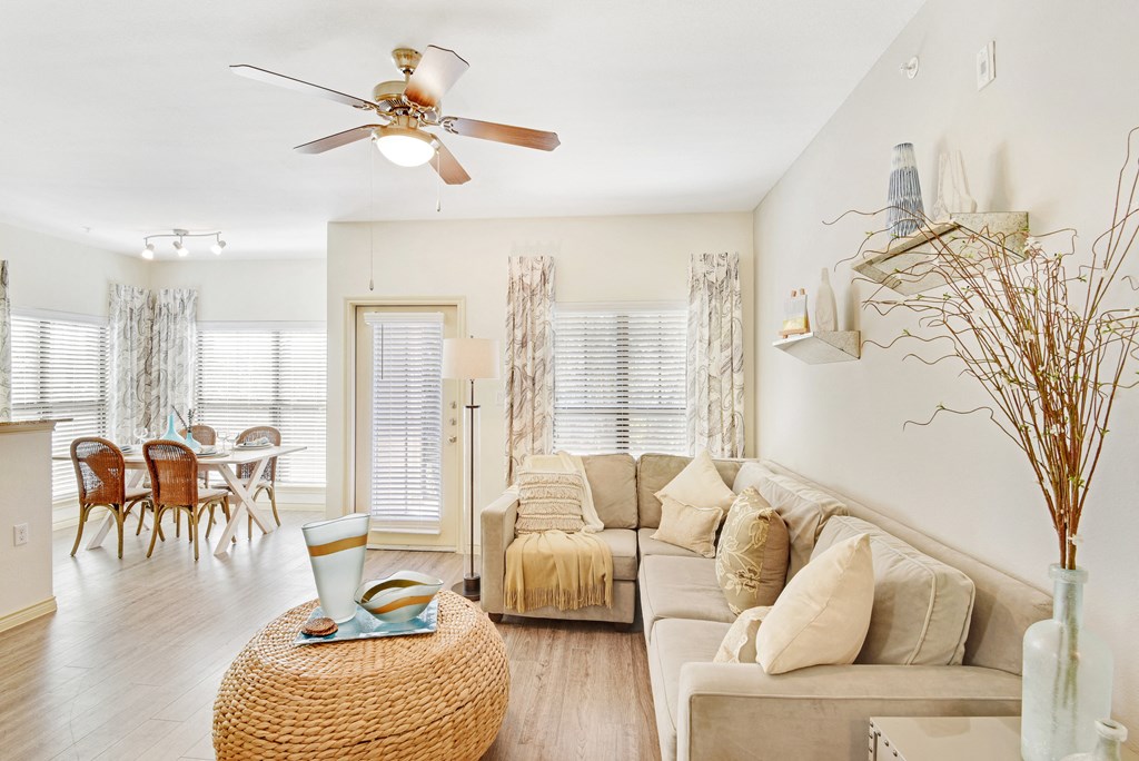 a living room with a couch and a coffee table