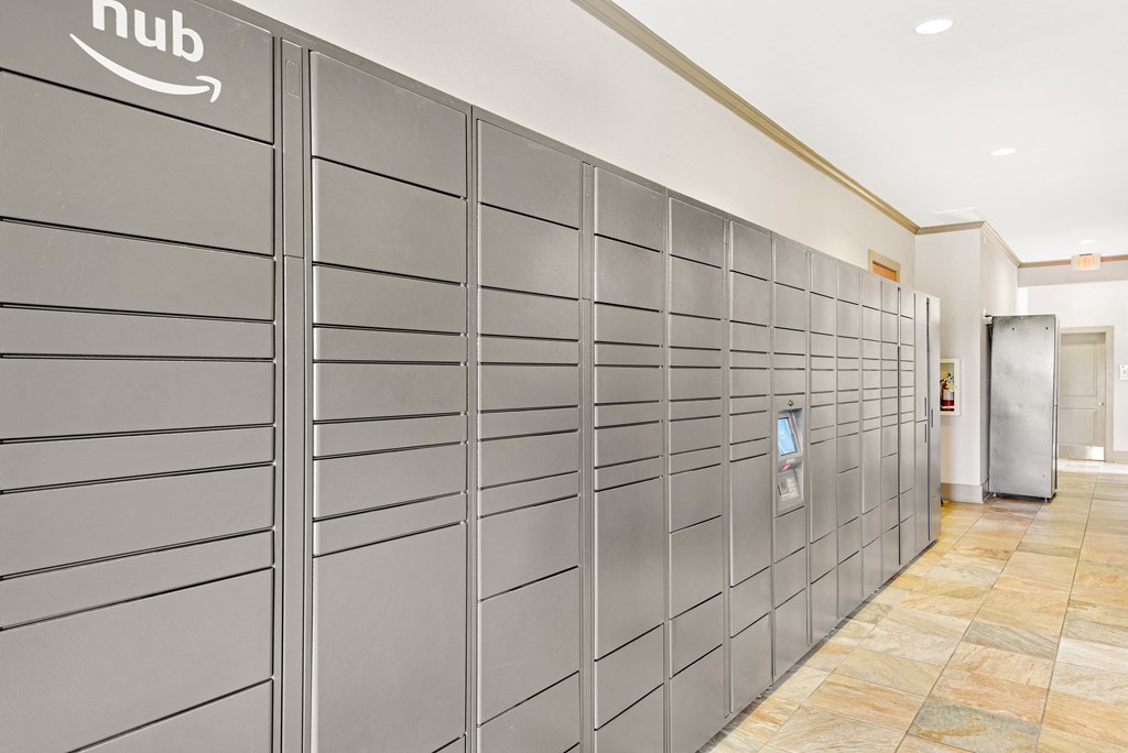 a row of lockers in a hallway