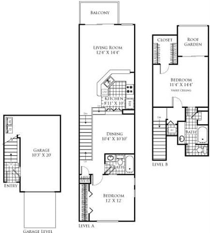 The Marseille Floor Plan 2 Bedroom 2 Bath