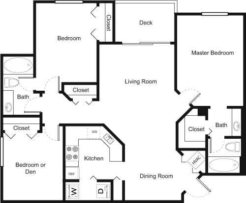 3A 3 Bed 2 Bath Floor Plan