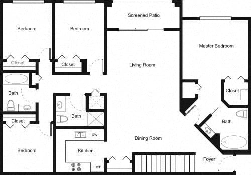 4D  4 Bed 3 Bath Floor Plan