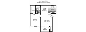 One Bedroom One Bathroom 501 Square Feet