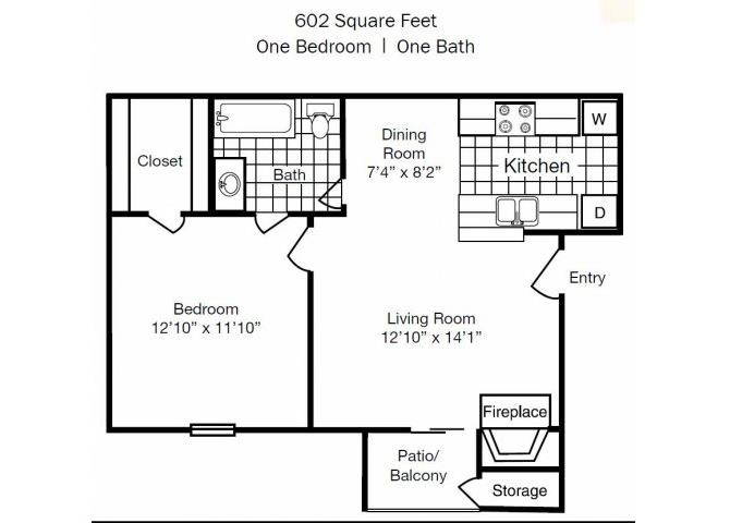 One Bedroom One Bathroom 602 Square Feet