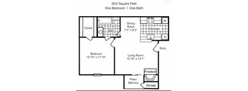 One Bedroom One Bathroom 602 Square Feet