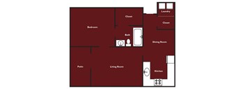 One bedroom one bathroom floorplan