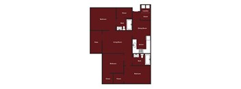Three bedroom three bathroom floorplan