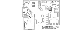 2 Bedroom 2 Bathroom Floor Plan