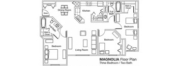 3 Bedroom 2 Bathroom Floor Plan