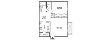 One Bed 660 sqft Floorplan at River Park Place Apartments, Florida, 32962