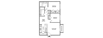 Two Bedroom 850 sqft Floor Plan at River Park Place Apartments, Vero Beach, FL, 32962