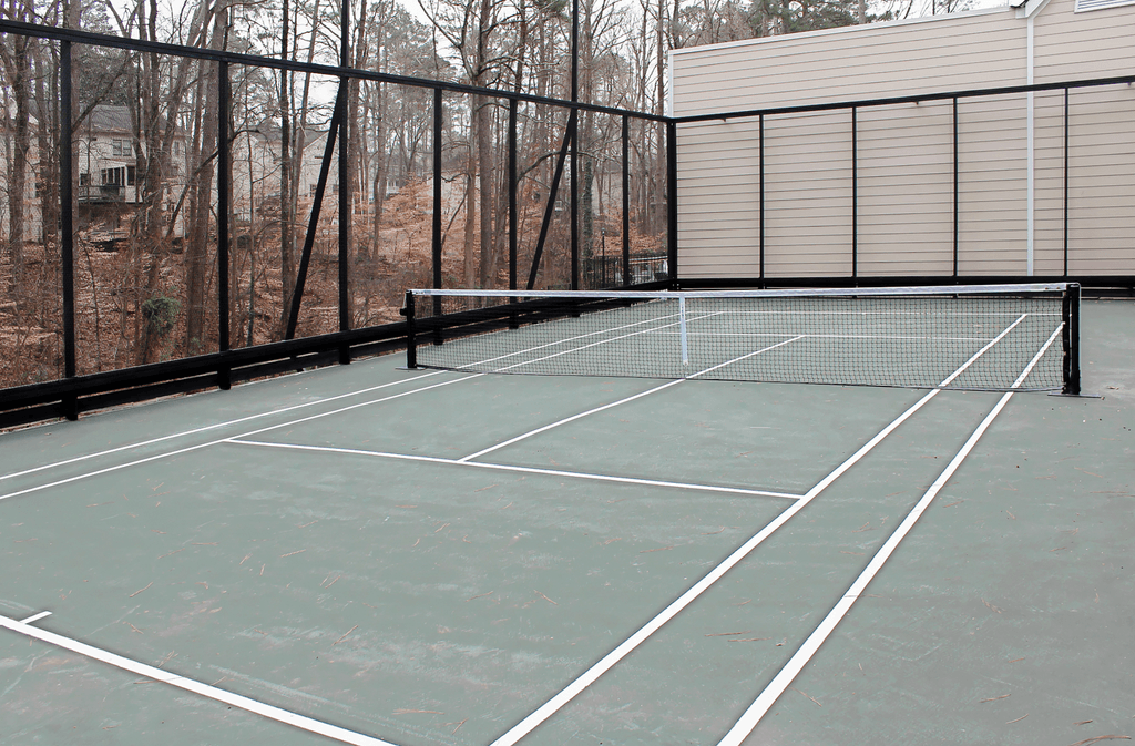 our tennis court on the side of our building