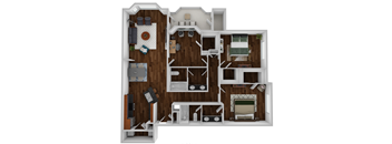 Floor plan 3 bed 2 bath at Ethan Pointe Apartments, Greensboro, NC, 27215