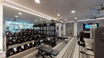 Fitness center area facing weight station