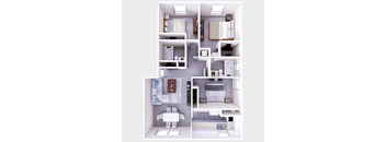 A series of images showing different layouts of a small apartment.