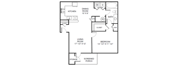 Harbor Creek Traditional A Floor Plan 1 Bedroom 1 Bath
