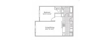 1 Bedroom 1 Bathroom Floor Plan