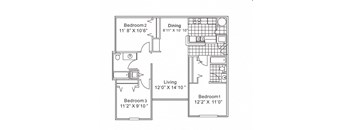3 Bedroom 2 Bathroom Floor Plan
