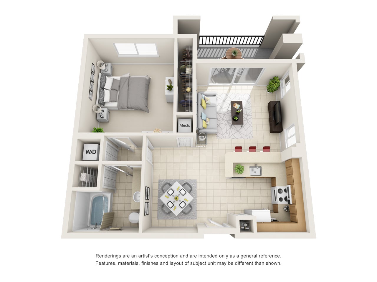 Aragon 1 Bed 1 Bath  Floor plan