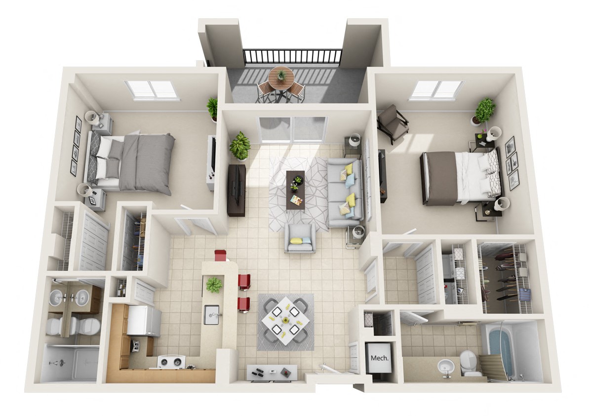 Corsica 2 Bed 2 Bath  Floor Plan