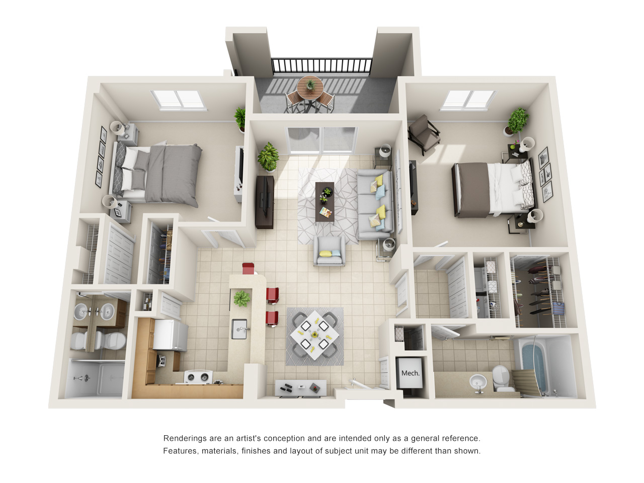 Corsica 2 Bed 2 Bath  Floor Plan