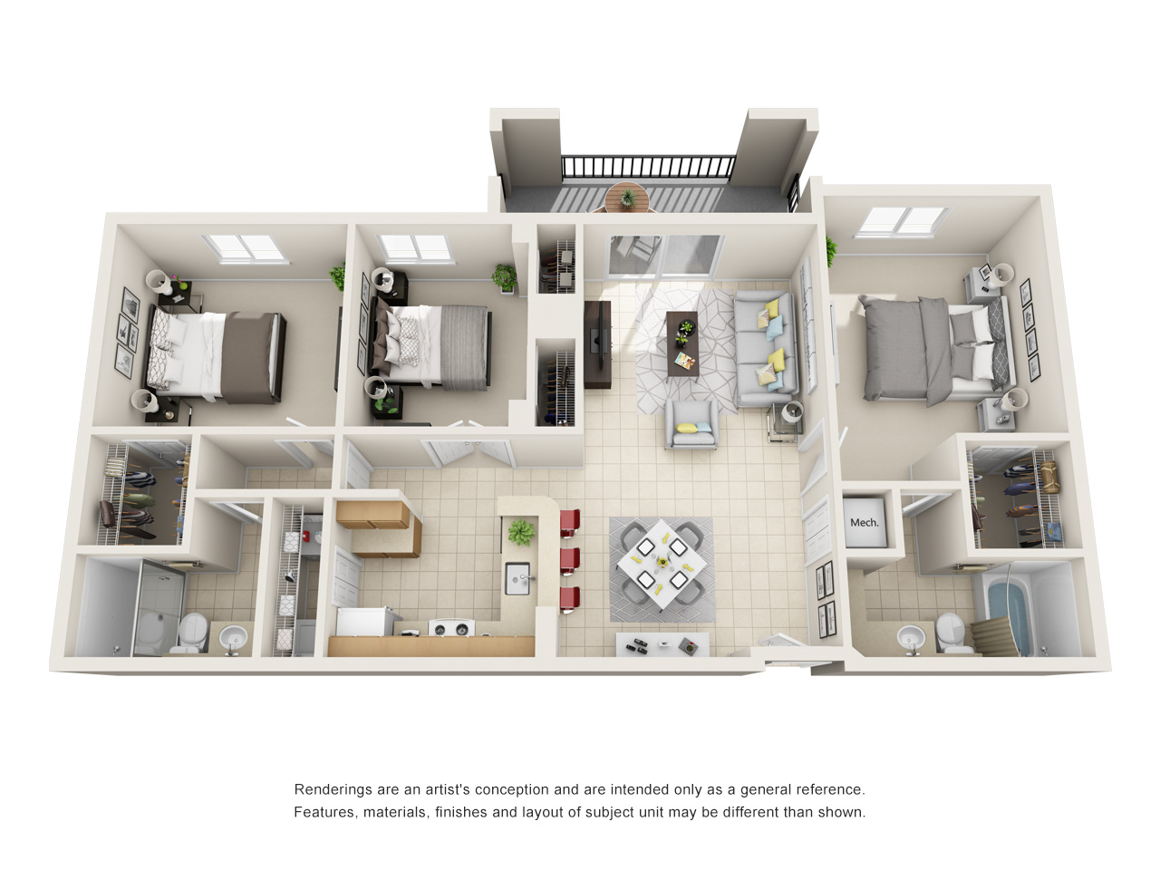 Escobar 3 Bed 2 Bath  Floor Plan
