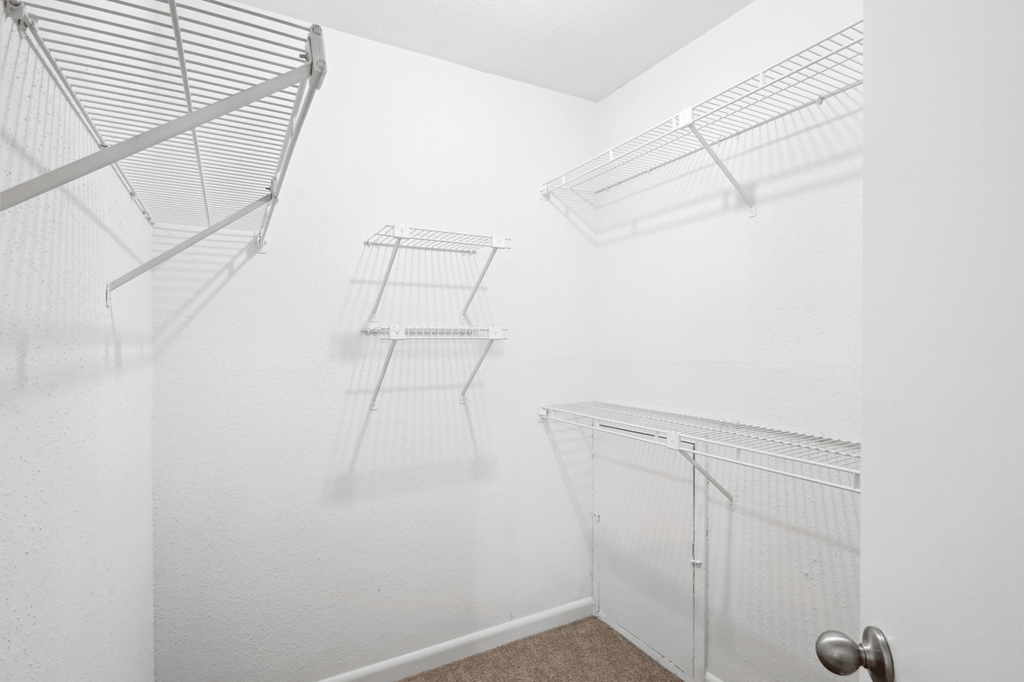 a spacious walk in closet in a 555 waverly unit