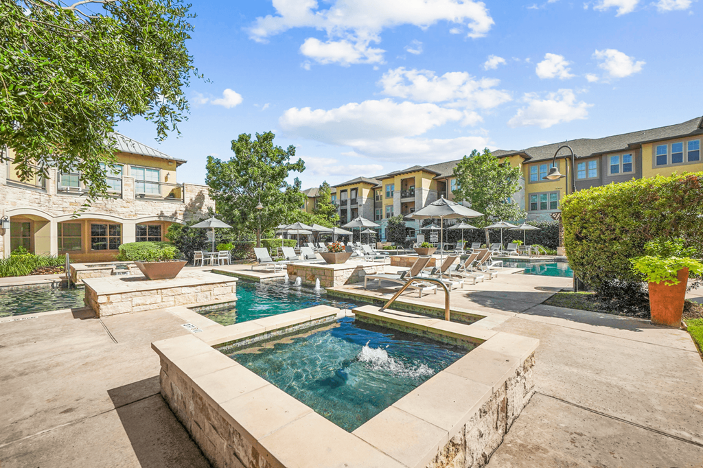 take a dip in the resort style pool at villas at houston levee west apartments