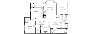 three bedroom two bathroom floorplan