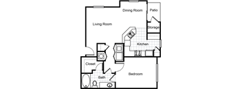 a floor plan of a house with a bedroom and a living room