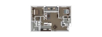 Floor plan design with 2 Bedrooms and 2 Bathrooms