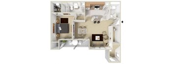One Bedroom One Bathroom Floorplan 807